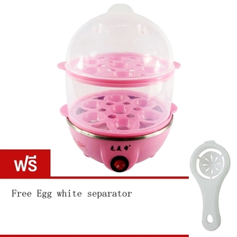 BEST HS Egg Boilers เครื่องต้มไข่ หม้อนึ่งอเนกประสงค์ 2 ชั้น (Pink) Free Egg white separator(...)