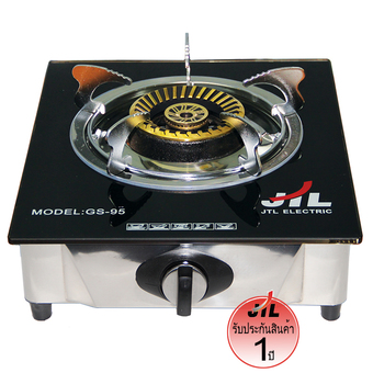 JTL เตาแก๊ส กระจกนิรภัย เตาหัวเดี่ยว หัวเตาทองเหลืองแท้ 100% รุ่น GS-95 (สีดำ)