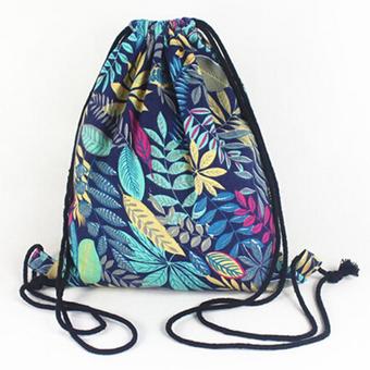 Gym Drawstring Backpack Canvas Draw String Bucket Bag PE Travel Shoulder Bags TT Blue
