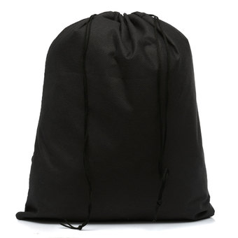 Waterproof Non-woven Shoe Cloth Storage Travel Drawstring Bag Black