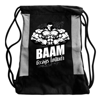 Baam เป้สายเชือก ฟิตเนส ยิม Sling bag (Black/White)
