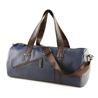 360DSC Mens Large Capacity PU Leather Handbag Tote Duffel Bag Weekender Travel Bag Gym Sports Bag with Crossbody Strap - Dark Blue