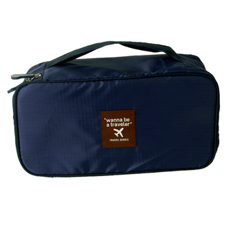Travel Bra Underwear Pouch Luggage Organizer Hand Tote Cosmetic Bag Diaper Nappy Case Dark Blue