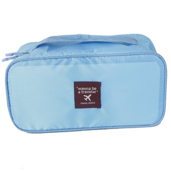 Rainbow Travel Bra Underwear Pouch Luggage Organizer Hand Tote Cosmetic Bag Diaper Nappy Case Sky Blue