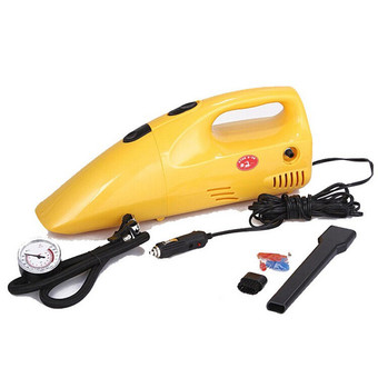 Tmall 2 in 1 เครื่องดูดฝุ่น + ปั้มลม ใช้งานได้เอนกประสงค์ Car Electric Pump Air Compressor Gauge Tire Inflator (Yellow)