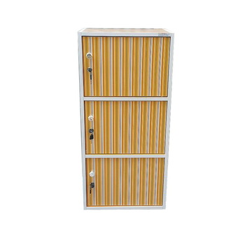 NK Furniline ตู้ล็อคเกอร์ ตู้เอนกประสงค์3ชั้น รุ่น Box1-3DK ( ลายเส้นสีเหลือง )