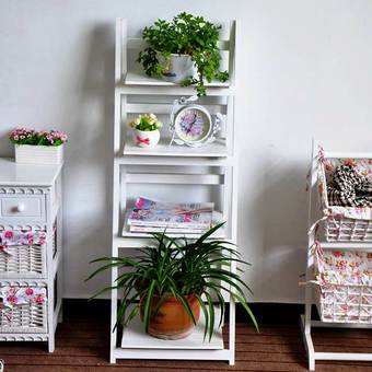 Shabby chic ชั้นวาง ชั้นเก็บของ อเนกประสงค์ 4 ชั้น ของแต่งบ้านวินเทจ รุ่น H401-4W ขนาด 41x34x111.5 cm.