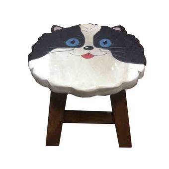 Stool เก้าอี้ไม้แกะสลักลายแมวเปอร์เซีย
