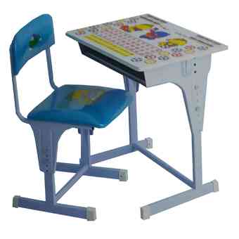 SPK SHOP โต๊ะเก้าอี้เด็กนักเรียนอนุบาล เป็นเช็ต รุ่นปรับระดับได้ (สีฟ้า/ขาว)