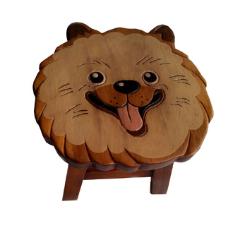 Tano Stool เก้าอี้ไม้แกะสลักลายหมาปอมเมเรเนี่ยน