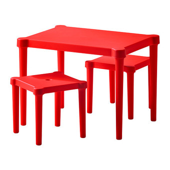Ezy Decor โต๊ะเด็กและเก้าอี้สตูล 2 ตัว (Red)