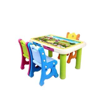 Dekdeetoys โต๊ะเขียนหนังสือเด็ก โต๊ะทำการบ้าน โต๊ะกิจกรรมเด็ก 3 ที่นั่ง สีเขียว