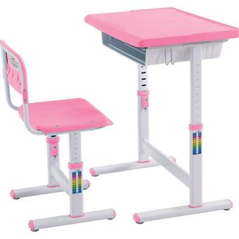 Ergotech โต๊ะเขียนหนังสือเด็กวัย 3-12 ขวบ ปรับระดับสูงต่ำได้ (สีชมพู)