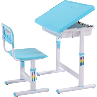 DekDeeToys โต๊ะเขียนหนังสือเด็ก รุ่น KF-01 (สีฟ้า)