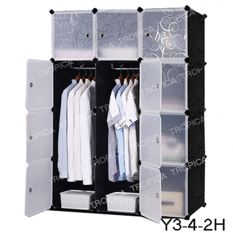 TROPICA ตู้เสื้อผ้า DIY #Y3-4-2H สีดำขาว