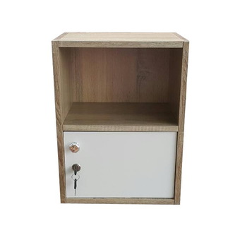 NK Furniline ตู้ล็อคเกอร์ ตู้ข้างเตียง2ชั้น รุ่น Box2-1DK ( สีขาว/ลายไม้แอส )