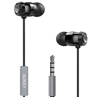 AUKEY หูฟังแบบสอดหู +รีโมต +ไมค์ Earbuds in-ear Earphone with in-line Remote and Microphone In Ear Comfort-fit Earphones with Mic หูฟังคุณภาพสูง แบบสอดหู ฟังเพลง โทรศัพท์ ในตัว (สีดำ)