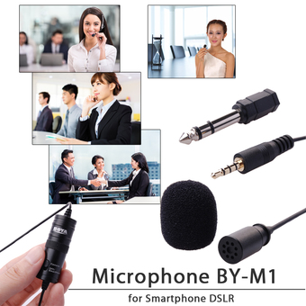 ไมโครโฟน BOYA Lavalier Microphone BY-M1 สำหรับ สมาร์ทโฟน iphone 5S 6 Plus DSLR Nikon (สีดำ) LF480