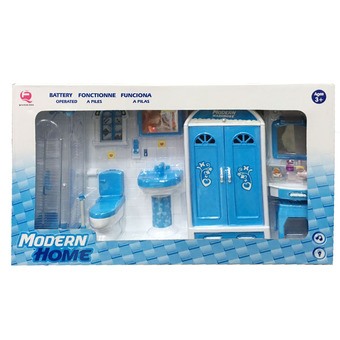 Worktoys ชุดห้องน้ำบาร์บี้ พร้อมอุปกรณ์ (สีฟ้า)