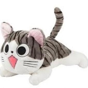 Happy Gifts Store ตุ๊กตา แมวจี้ ท่าหมอบ ตาเปิด Size S 12 นิ้ว ( สีเทา-ขาว )(White)