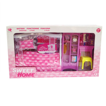 Worktoys ชุดห้องนอนบาร์บี้ Sweet Bedroom (สีชมพู)