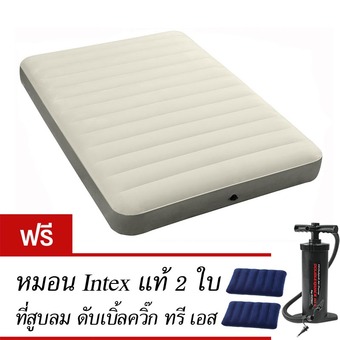Intex ที่นอนเป่าลม Newest Tech.ดูรา-บีม เดอลุกซ์ ซิงเกิ้ล-ไฮ 4.5 ฟุต (ฟูล) 137x191x25 ซม. รุ่น 64702 (Beige) ฟรี หมอนเป่าลม Intex แท้ 2 ใบและที่สูบลมดับเบิ้ลควิ๊ก ทรี เอส