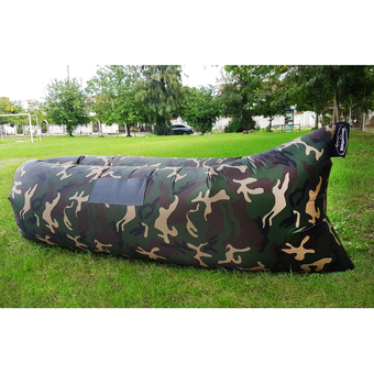 โซฟาลม โซฟากล้วย เตียงลมแบบพกพา อเนกประสงค์ สีเขียวลายทหาร Air Sofa Lamzac Hang out