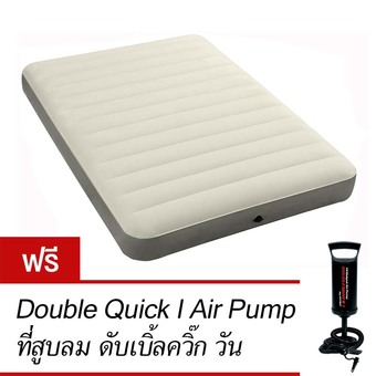 Intex ที่นอนเป่าลม Newest Tech.ดูรา-บีม เดอลุกซ์ ซิงเกิ้ล-ไฮ 4.5 ฟุต ฟูลไซส์ 137x191x25 ซม. รุ่น 64702 (สีเบจ) ฟรี ที่สูบลมดับเบิ้ลควิ๊ก วัน