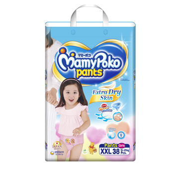 Mamy Poko กางเกงผ้าอ้อม รุ่น Extra Dry Skin ไซส์ XXL 38 ชิ้น (สำหรับเด็กหญิง)