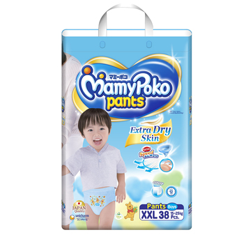 Mamy Poko กางเกงผ้าอ้อม รุ่น Extra Dry Skin ไซส์ XXL 38 ชิ้น (สำหรับเด็กชาย)