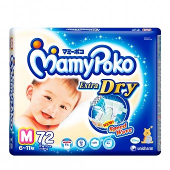 Mamy Poko ผ้าอ้อมแบบเทป รุ่น Extra Dry Super Jumbo ไซส์ M ขนาด 72 ชิ้น