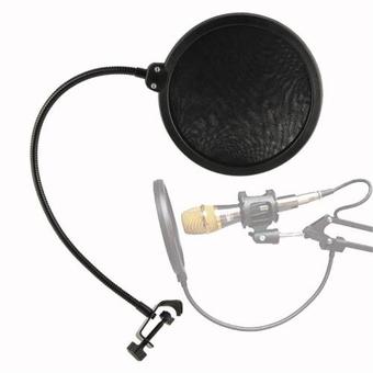 Gion-สตูดิโอไมโครโฟน Studio Microphones Mic Pop Filter Mask Shield Protection - Black (Black)
