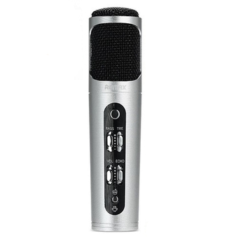 Remax Microphone Karaoke ไมโครโฟน ร้องเพลง คาราโอเกะ สำหรับ iPhone/Android รุ่น RMK-K02 (Silver)