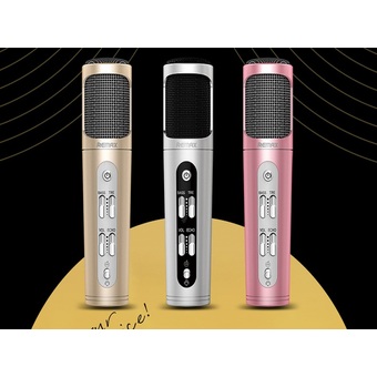 Remax Microphone Karaoke ไมโครโฟน ร้องเพลง คาราโอเกะ สำหรับ iPhone/Android รุ่น K02 (Silver)
