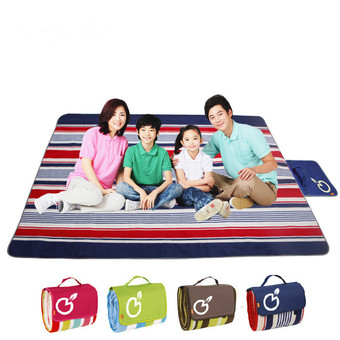Delicate Portable Waterproof Outdoor Picnic Mat Beach Camping Baby Climbing Plaid Blanket Family Camping Mat Red Strips - Intl