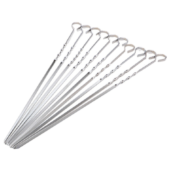 BBQ Barbecue Skewers Stainless Steel Flat Needle 38CM 10pcs