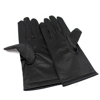 Vanker 1 Pair Women Satin Party Dressing Short Finger Gloves (Black)