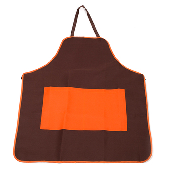 Thanapand ผ้ากันเปื้อนเต็มตัวสีน้ำตาล กระเป๋าหน้าสีส้ม