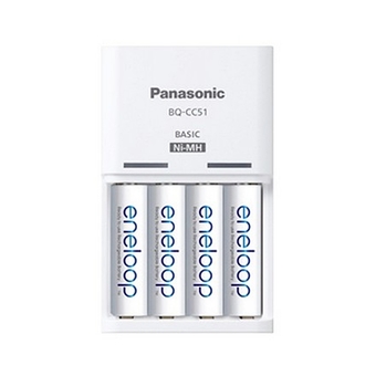 Panasonic ชุดชาร์จ Eneloop + ถ่านชาร์จ AA 4 ก้อน (สีขาว)