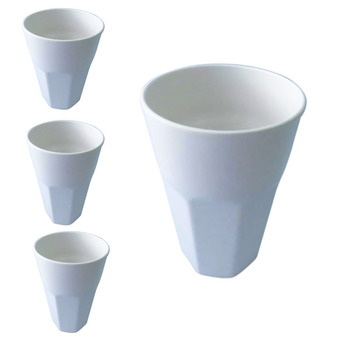 Superware Flowerware แก้วเมลามีนแปดเหลี่ยมสูง 17 ออนซ์ 4 ใบ (สีครีมขาว)