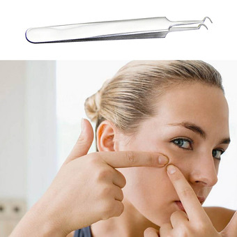 Moonar Stainless Steel Curved Blackhead Acne Clip Pimple Comedone Remover Face Cleaner Tool