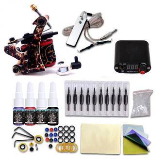 DragonHawk ชุดเครื่องสักคอยล์สำหรับหัดสัก เครื่องสักลายครบชุด พร้อมอุปกรณ์สัก หมึกสัก สีสัก เข็มสัก หม้อแปลง สายเกี่ยว เท้าเหยียบ ฟุตสวิตช์ กระดาษลอกลาย สำหรับผู้เริ่มต้นเรียนสัก Beginner Tattoo Gun Starter Kits