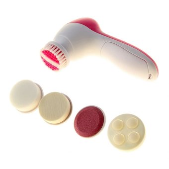 Best ชุดเครื่องนวดหน้า 5 หัว ระบบหมุน 5 in 1 Beauty Care Massager Beauty Instrument - Pink