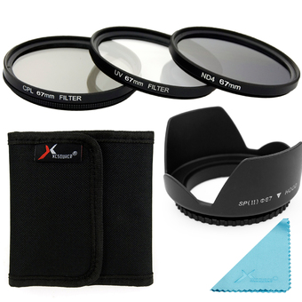 Xcsource ชุดเลนส์ UV CPL ND4 Filter + Lens Hood 67mm สำหรับกล้อง DSLR Canon 700D 650D 600D 550D 500D