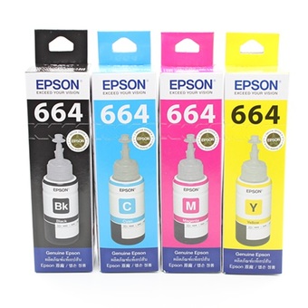 EPSON T664100-200-300-400 BK CMY ครบ 4 สี ของแท้ สำหรับหมึก L-SERIES