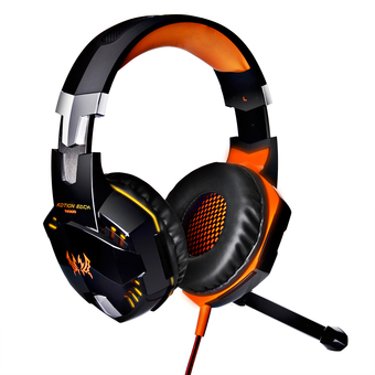 niceEshop EACH G2000 Professional PC Laptop Over-ear Stereo Gaming Headphone Game Headset with Microphone LED Light Display (Black Orange)