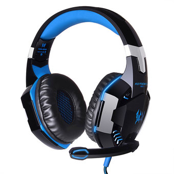 niceEshop EACH G2000 Professional PC Laptop Over-ear Stereo Gaming Headphone Game Headset with Microphone LED Light Display (Black Blue)