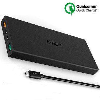 Aukey T3 QC2.0 PowerBank 16000 mAh with QuickCharge 2.0 แบตสำรองมือถือขนาด 16000 mAh พาวเวอร์แบงค์คุณภาพสูงพร้อมสาย Micro USB ในกล่อง (สีดำ)