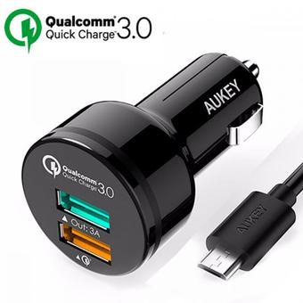 Aukey Quick Charge 3.0 ที่ชาร์จมือถือแท็บเล็ตในรถ 2-Ports USB Car Charger with Quick Charge 3.0
