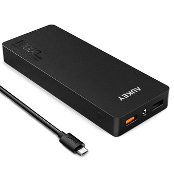 Aukey Quick Charge 2.0 10000 mAh Power Bank Fast Charger พร้อมสาย USB [PB-T4] (Black)